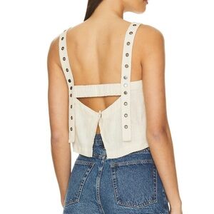 NWT - Free People Syd Grommet Tank - Neutral/Wet Plaster